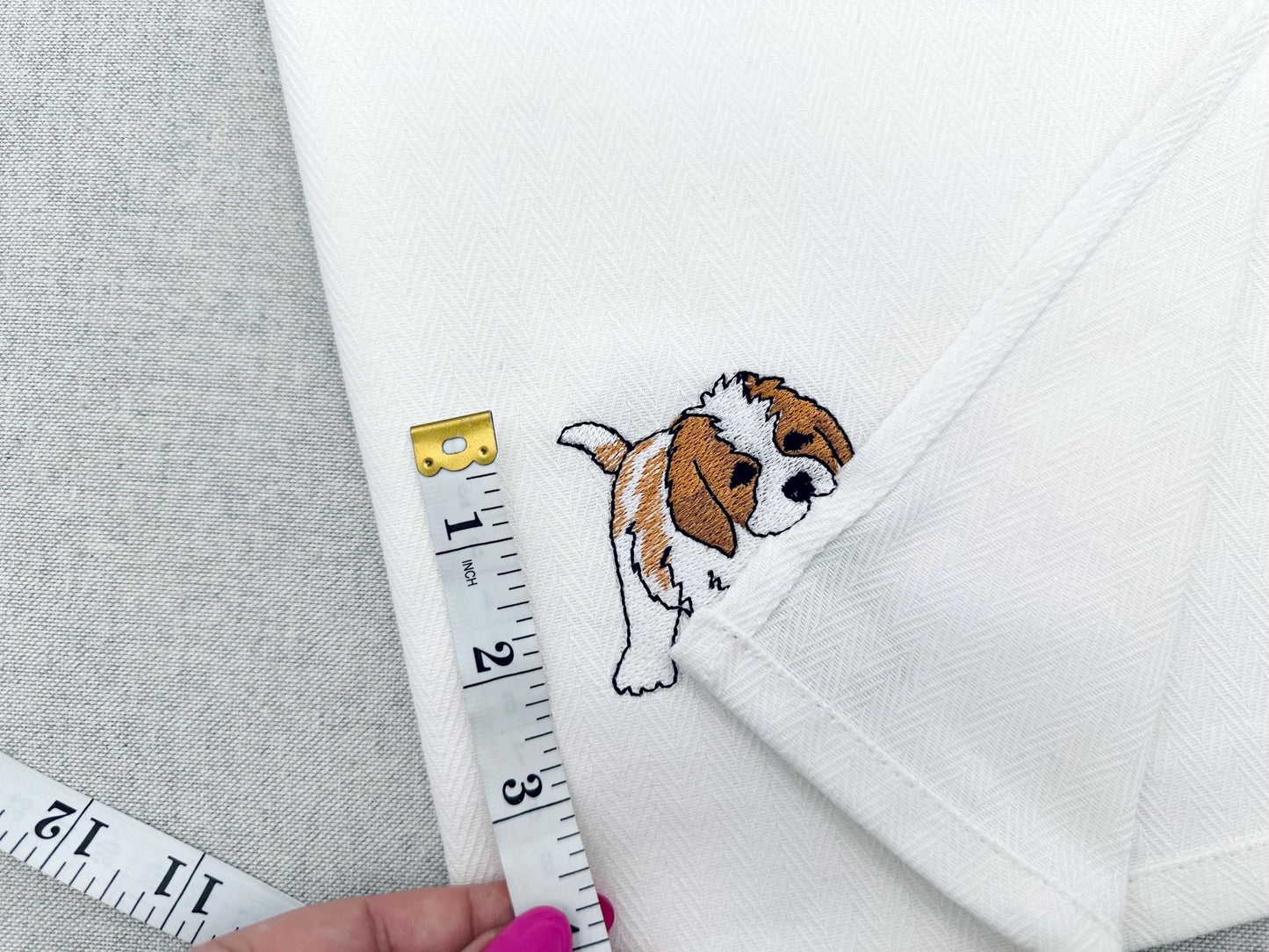 Playing Saint Bernard Puppy Dog Mama kitchen dish towel pet animal kids machine embroidery designs ITH