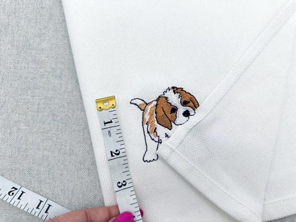 Playing Saint Bernard Puppy Dog Mama kitchen dish towel pet animal kids machine embroidery designs ITH