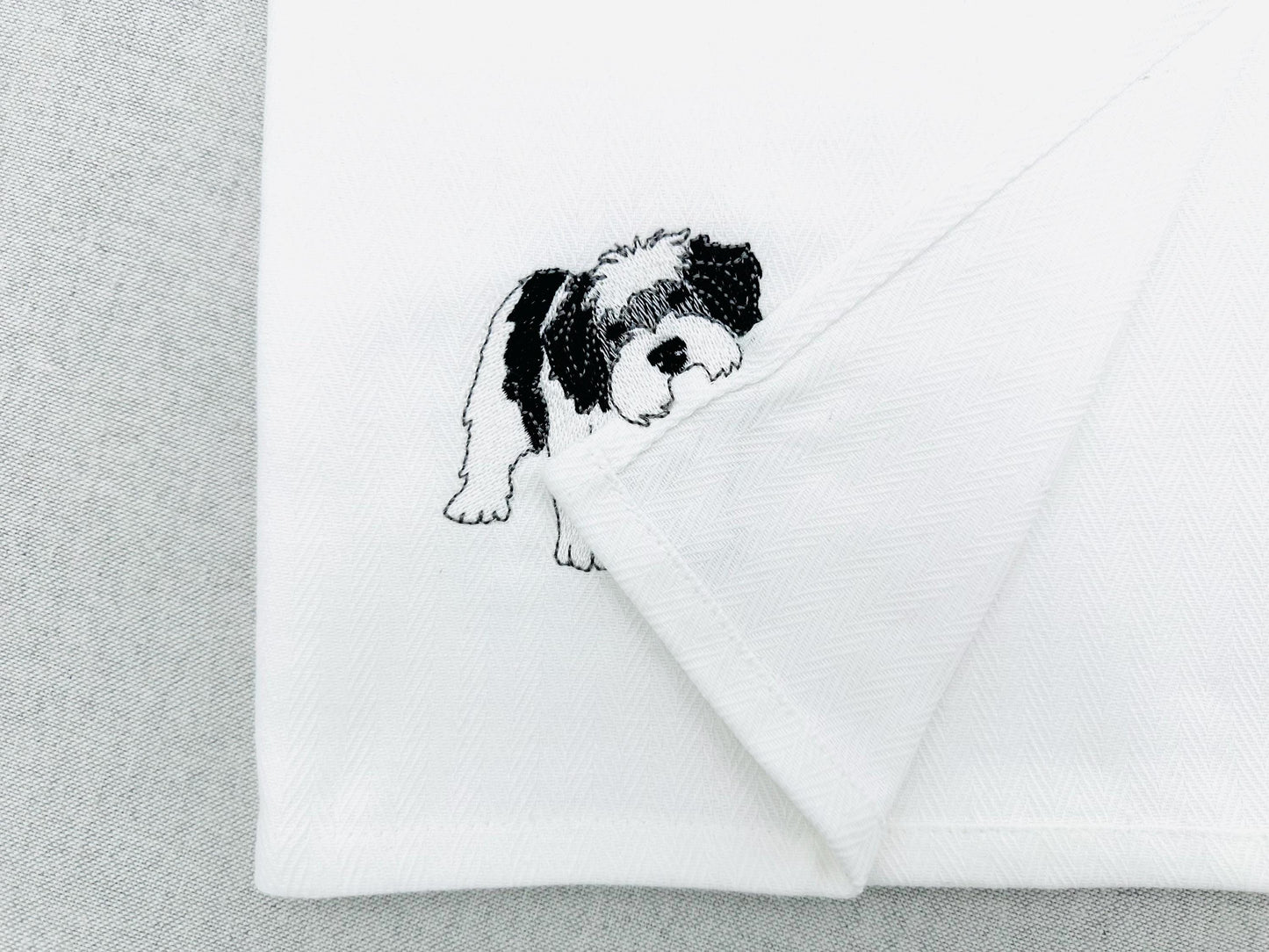 Playing Schapendoes Dutch Sheepdog Puppy Dog kitchen dish towel pet animal machine embroidery designs ITH