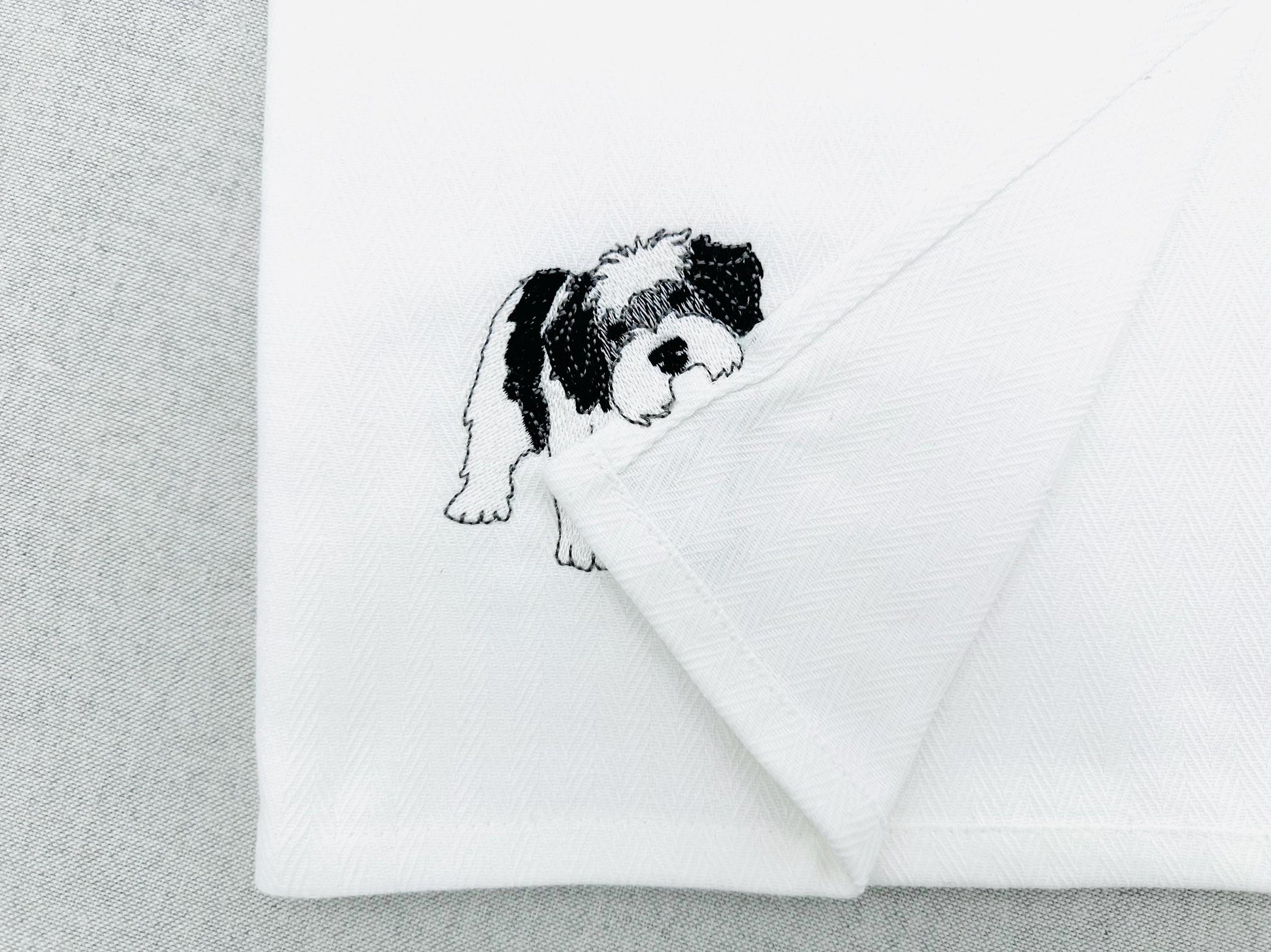 Playing Schapendoes Dutch Sheepdog Puppy Dog kitchen dish towel pet animal machine embroidery designs ITH