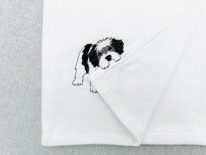 Playing Schapendoes Dutch Sheepdog Puppy Dog kitchen dish towel pet animal machine embroidery designs ITH