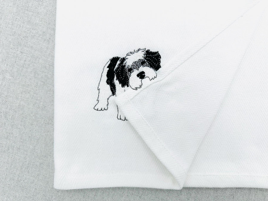 Playing Schapendoes Dutch Sheepdog Puppy Dog kitchen dish towel pet animal machine embroidery designs ITH