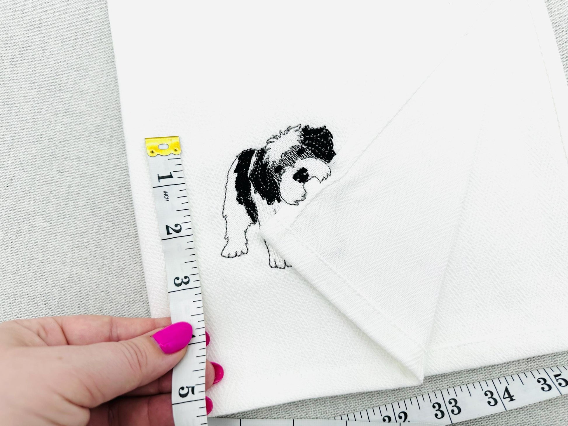 Playing Schapendoes Dutch Sheepdog Puppy Dog kitchen dish towel pet animal machine embroidery designs ITH