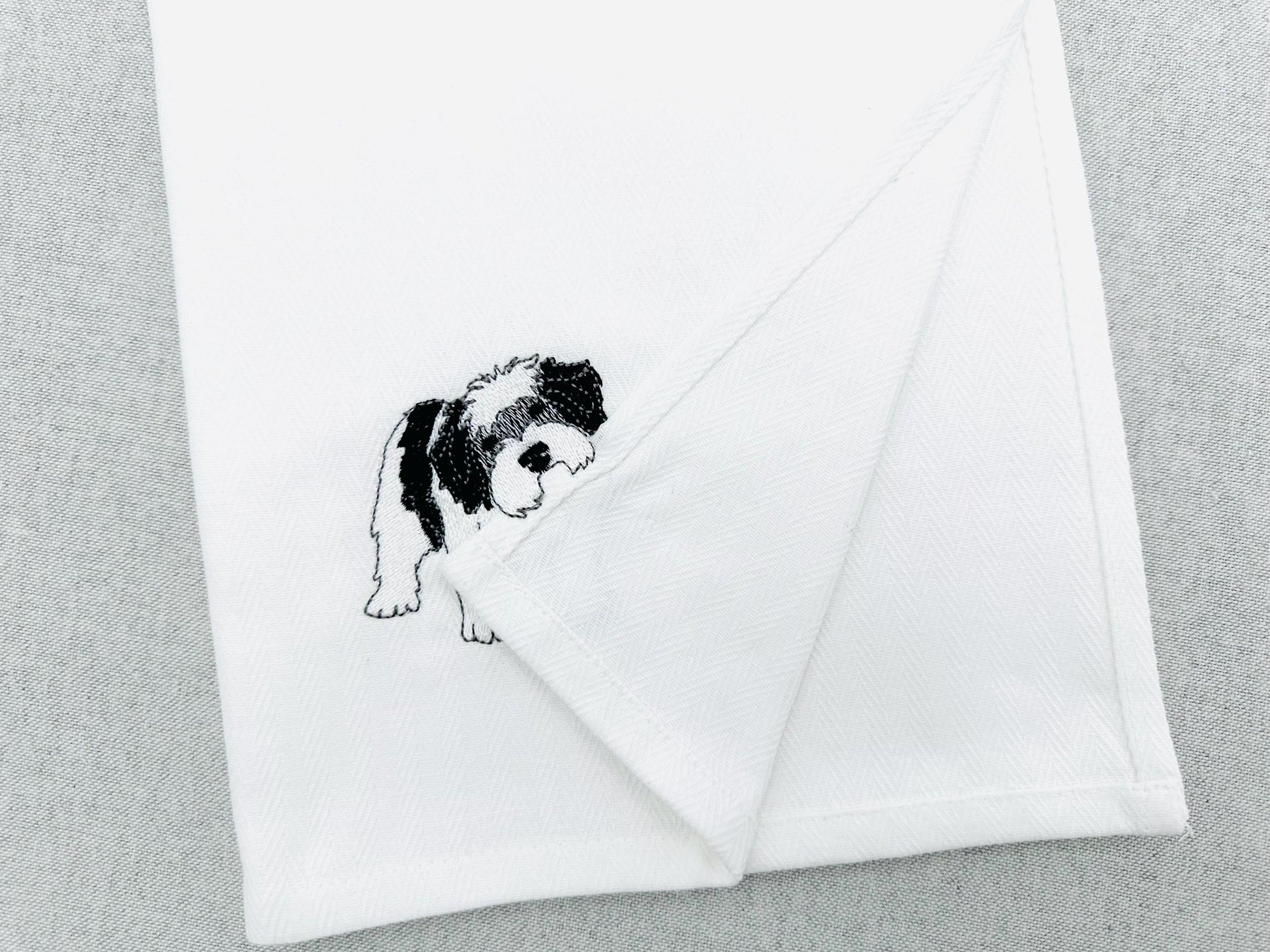 Playing Schapendoes Dutch Sheepdog Puppy Dog kitchen dish towel pet animal machine embroidery designs ITH