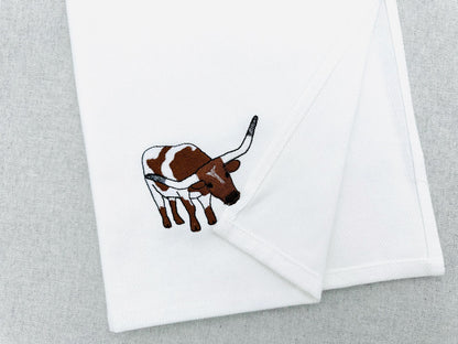 Playing Texas Longhorn Cow kitchen dish towel Farm animal Thief kids machine embroidery designs ITH