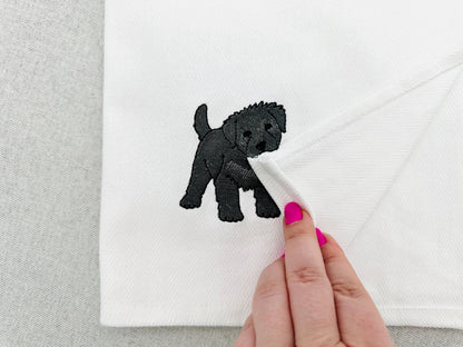 Playing Bouvier des Flandres Puppy Dog Mama kitchen dish towel pet animal machine embroidery designs ITH