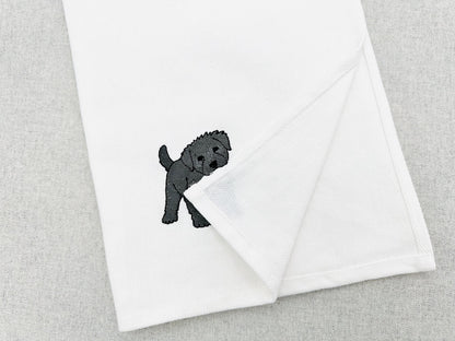 Playing Bouvier des Flandres Puppy Dog Mama kitchen dish towel pet animal machine embroidery designs ITH