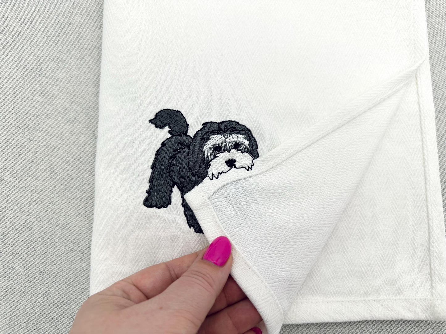 Playing Havanese Havanna Bichon Puppy Dog Mama kitchen dish towel pet animal machine embroidery designs ITH