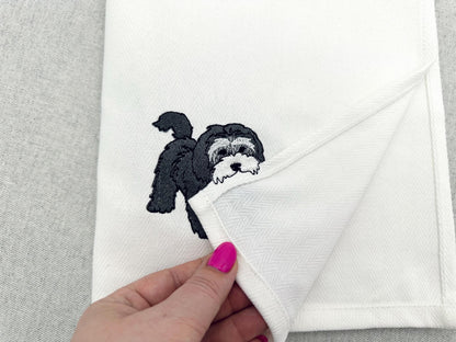 Playing Havanese Havanna Bichon Puppy Dog Mama kitchen dish towel pet animal machine embroidery designs ITH