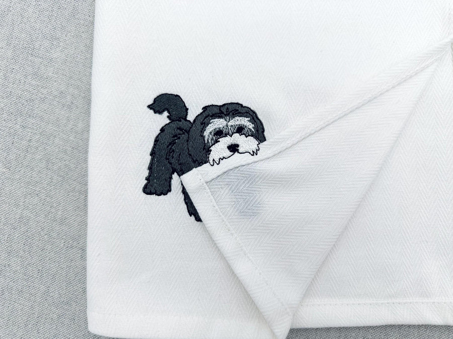 Playing Havanese Havanna Bichon Puppy Dog Mama kitchen dish towel pet animal machine embroidery designs ITH