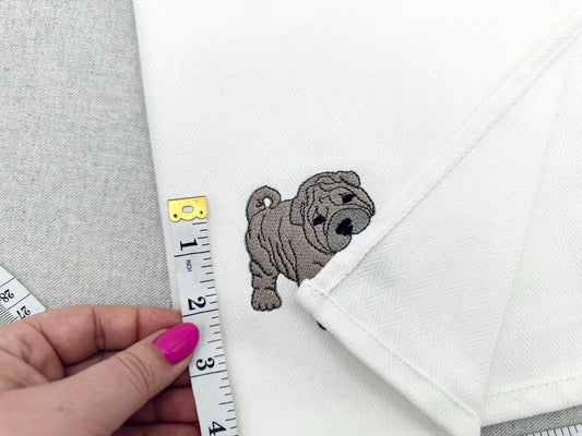 Playing Shar Pei Puppy Dog Mama kitchen dish towel pet animal Thief kids machine embroidery designs ITH