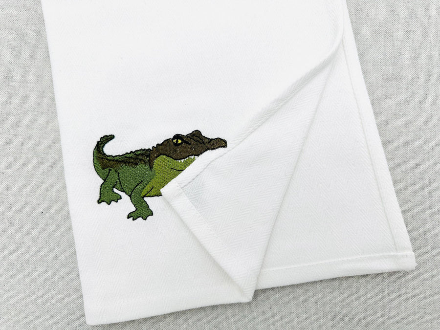 Cheeky Alligator kitchen dish towel wild animal Thief machine embroidery designs ITH