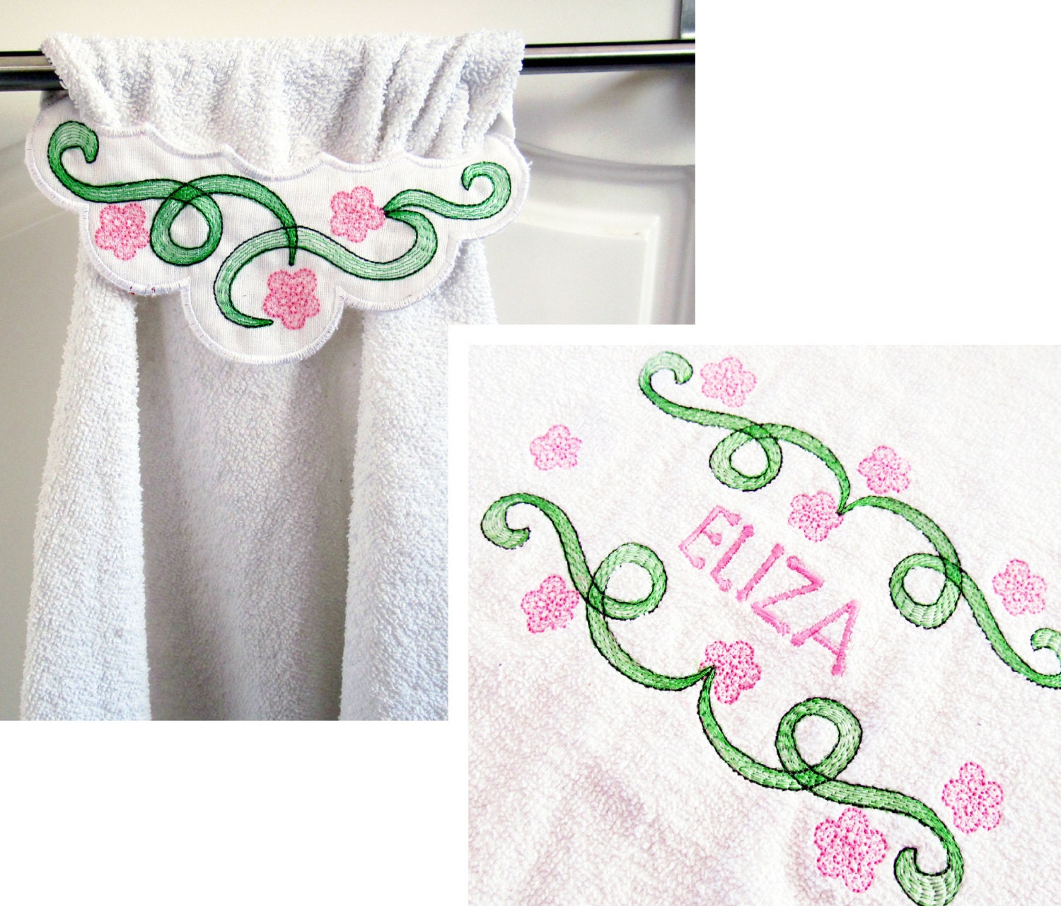 Flowered Towel Topper and Frame Set Machine Embroidery 5" 7" | PES DST JEF | Artapli
