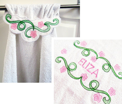 Flowered Towel Topper and Frame Set Machine Embroidery 5" 7" | PES DST JEF | Artapli