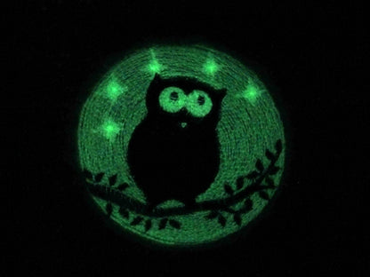 Magic Night Owl with Moon Glow in the dark special thread machine embroidery designs