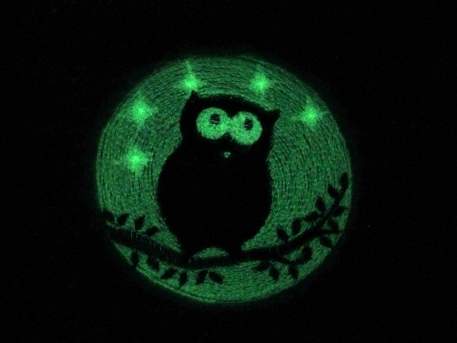 Magic Night Owl with Moon Glow in the dark special thread machine embroidery designs