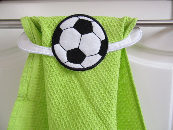 Soccer Ball towel topper hanging hole machine In-the-Hoop Embroidery 7" 5" | PES DST JEF | Artapli