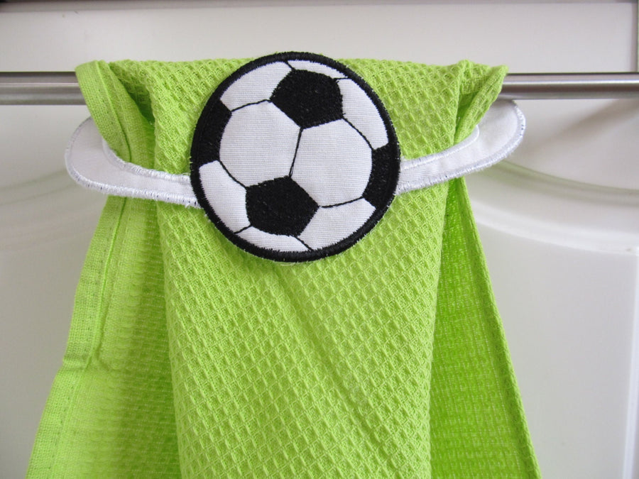 Soccer Ball towel topper hanging hole machine embroidery designs ITH | Artapli - image 1
