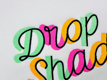 Handwritten Drop Shadow Pop FONT fill stitch double 2 color Alphabet letters Monogram machine embroidery designs