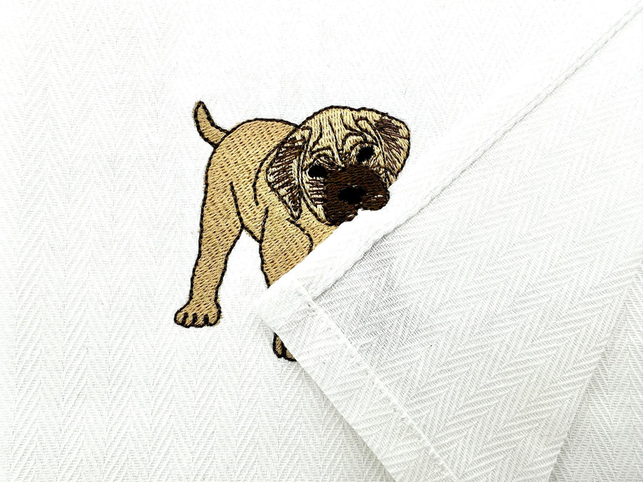 Playing Mastiff Puppy Dog Mama kitchen dish towel animal Thief machine embroidery designs ITH