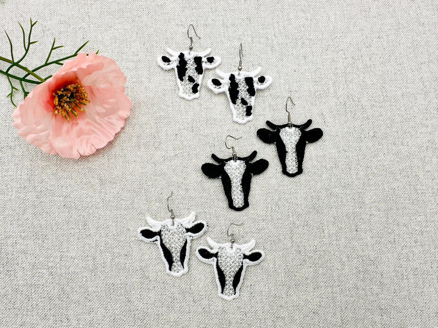 Cowgirl Cow Earrings Set