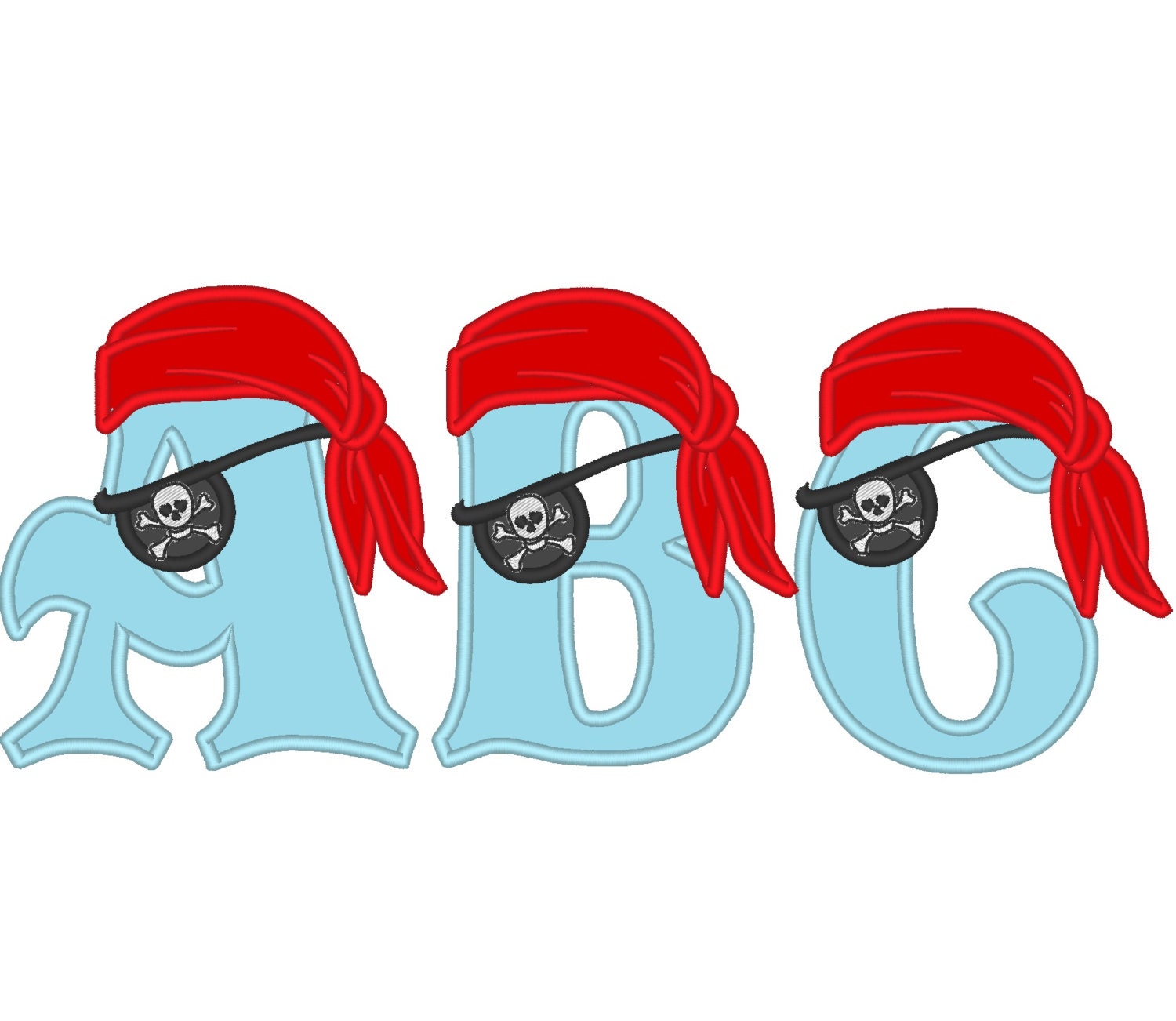 Pirate FONT Monogram letters SET Applique machine – Sizes 5" 5.5" 7" BX Digital Font File | Artapli