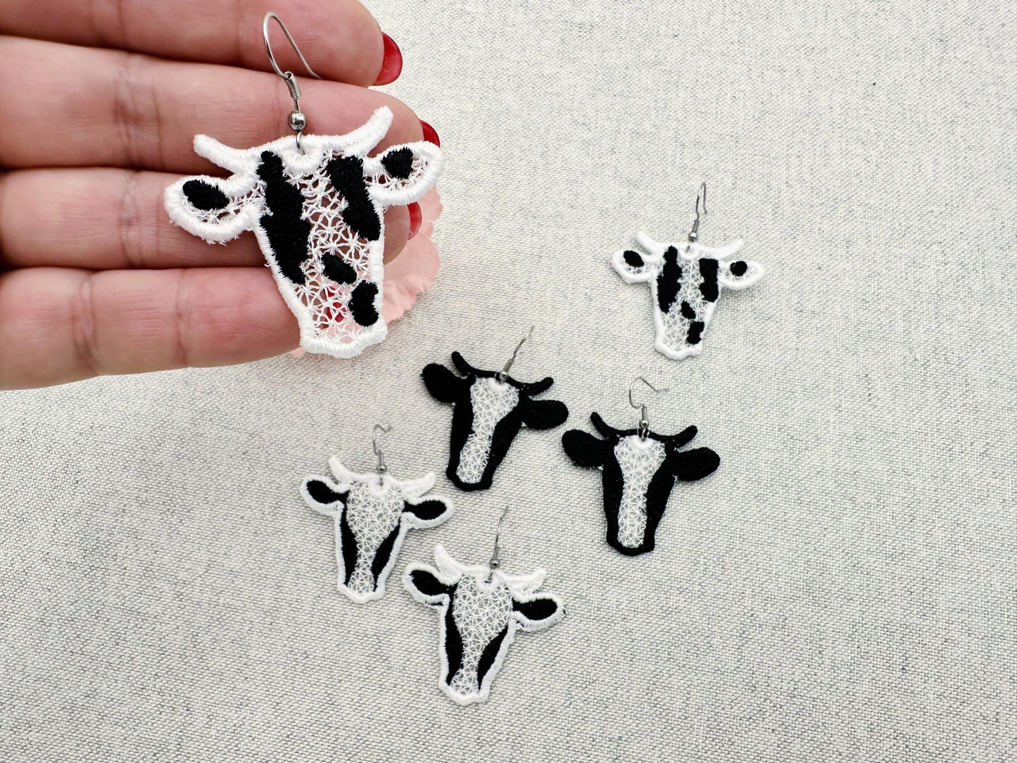 Cowgirl Cow Earrings Set