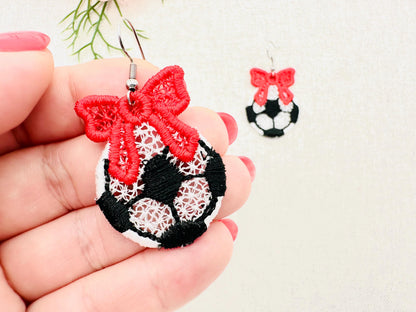 Soccer and Bow Earrings FSL