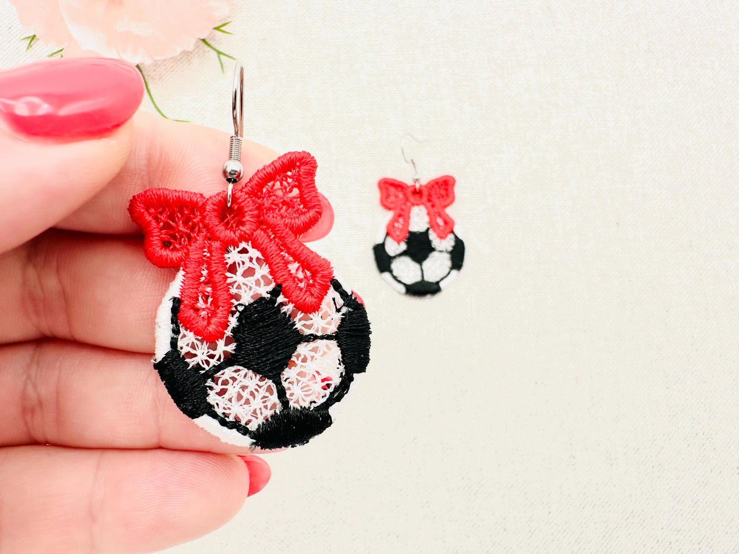 Soccer and Bow Earrings FSL