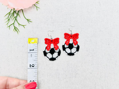 Soccer and Bow Earrings FSL