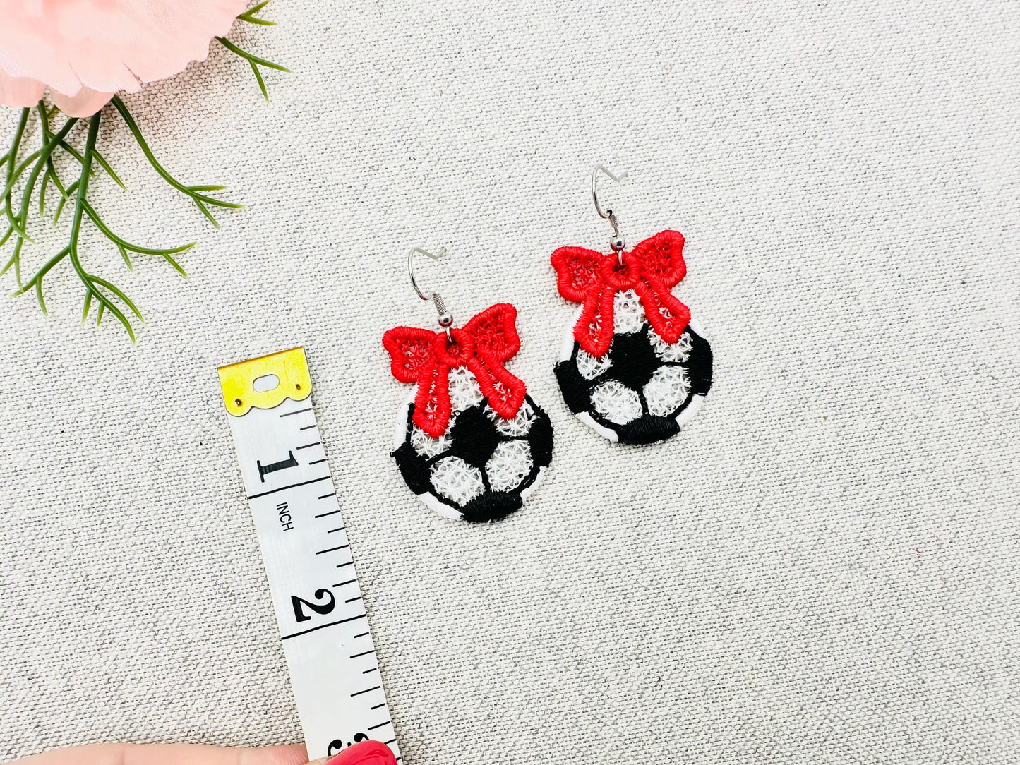 Soccer and Bow Earrings FSL