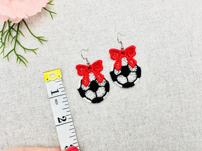 Soccer and Bow Earrings FSL