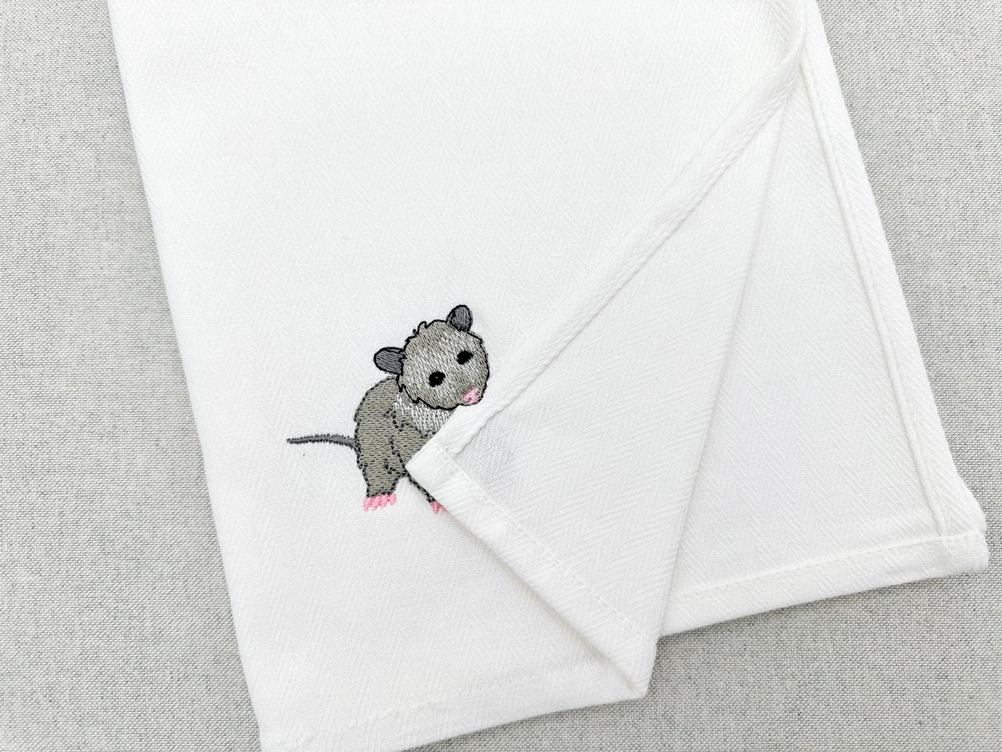 Cute Playing Baby Opossum Animal Thief kitchen dish towel machine embroidery designs ITH