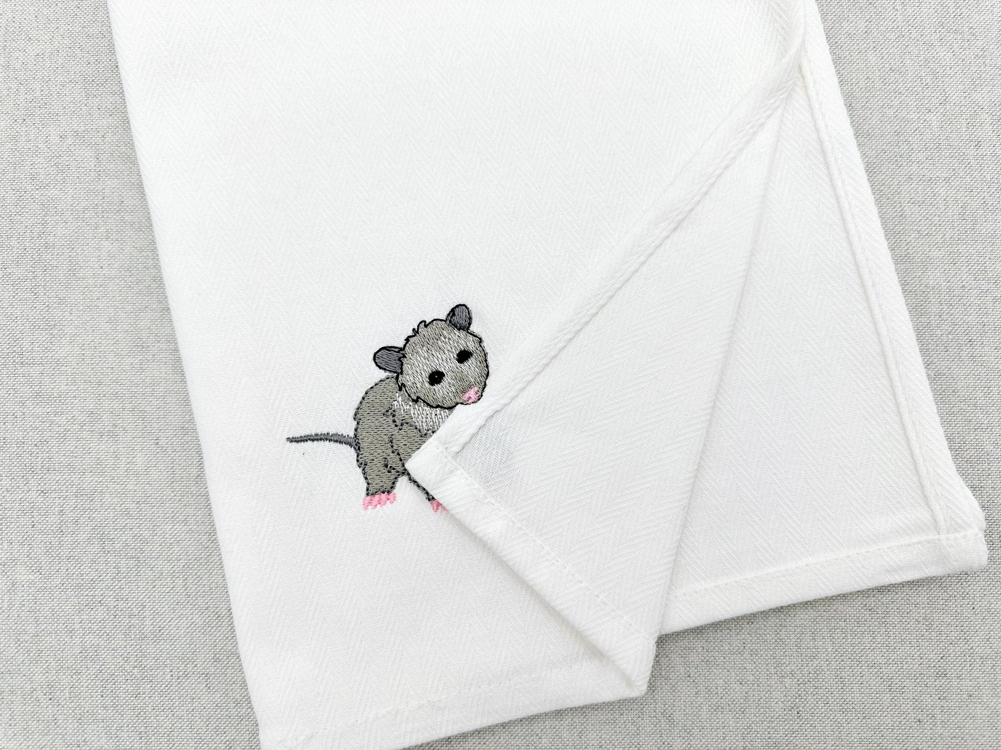 Cute Playing Baby Opossum Animal Thief kitchen dish towel machine embroidery designs ITH