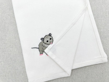 Cute Playing Baby Opossum Animal Thief kitchen dish towel machine embroidery designs ITH