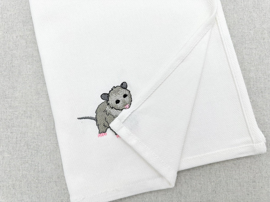 Cute Playing Baby Opossum Animal Thief kitchen dish towel machine embroidery designs ITH