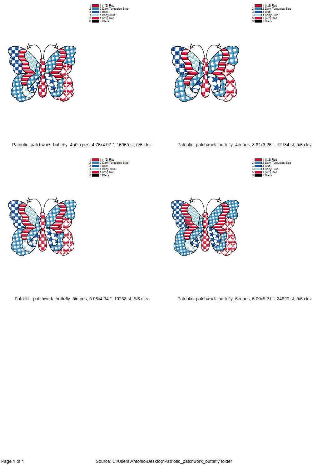 Patriotic Patchwork Butterfly