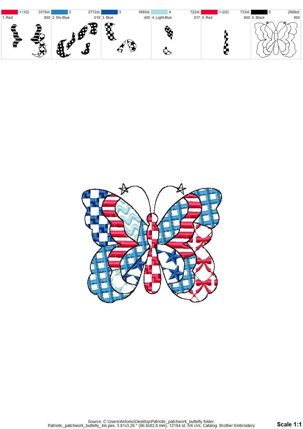 Patriotic Patchwork Butterfly