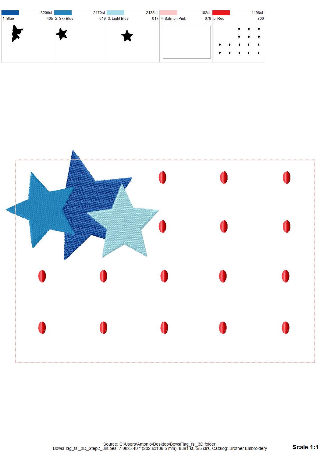 Patriotic Bow Flag 3D