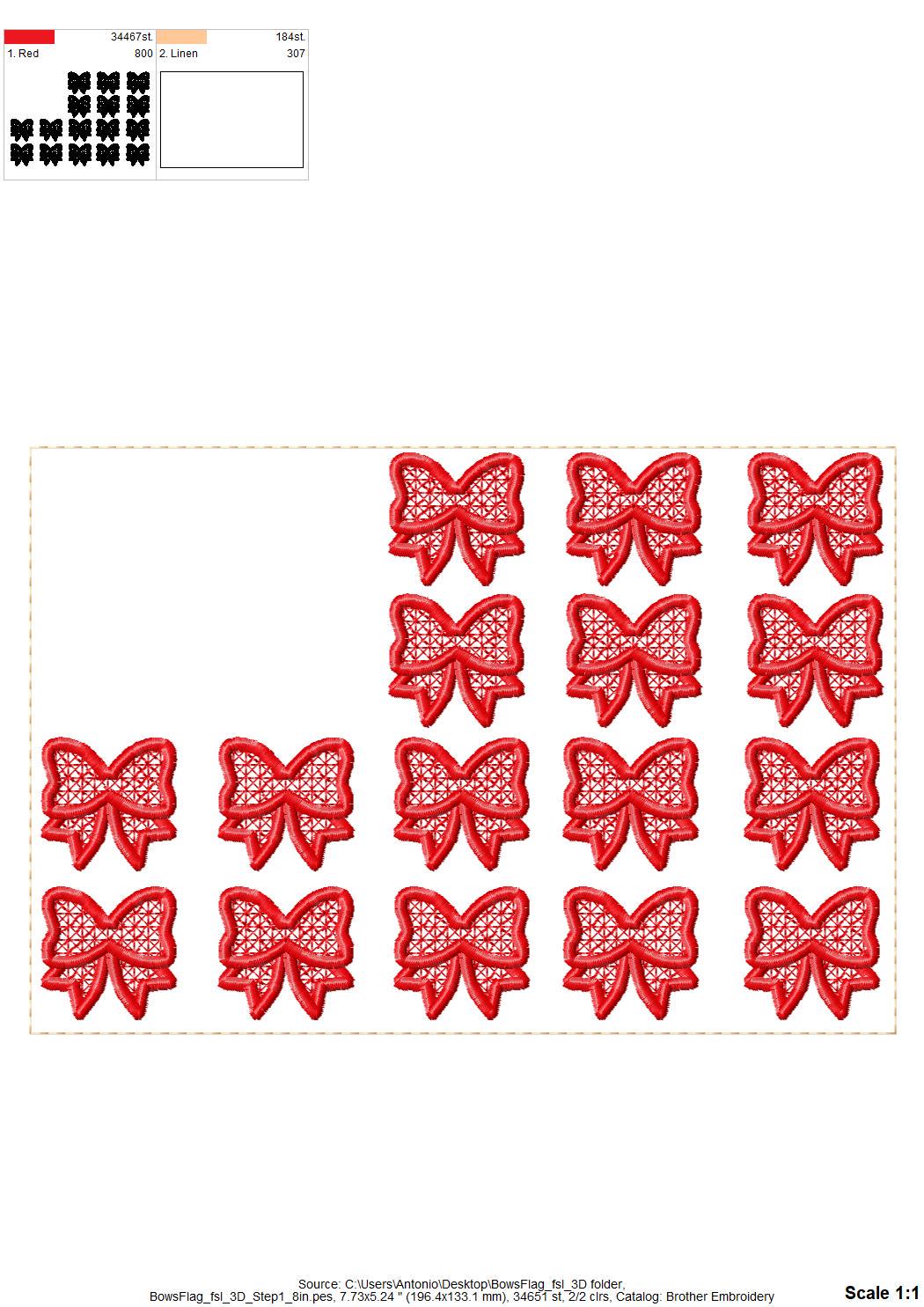 Patriotic Bow Flag 3D