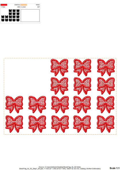 Patriotic Bow Flag 3D