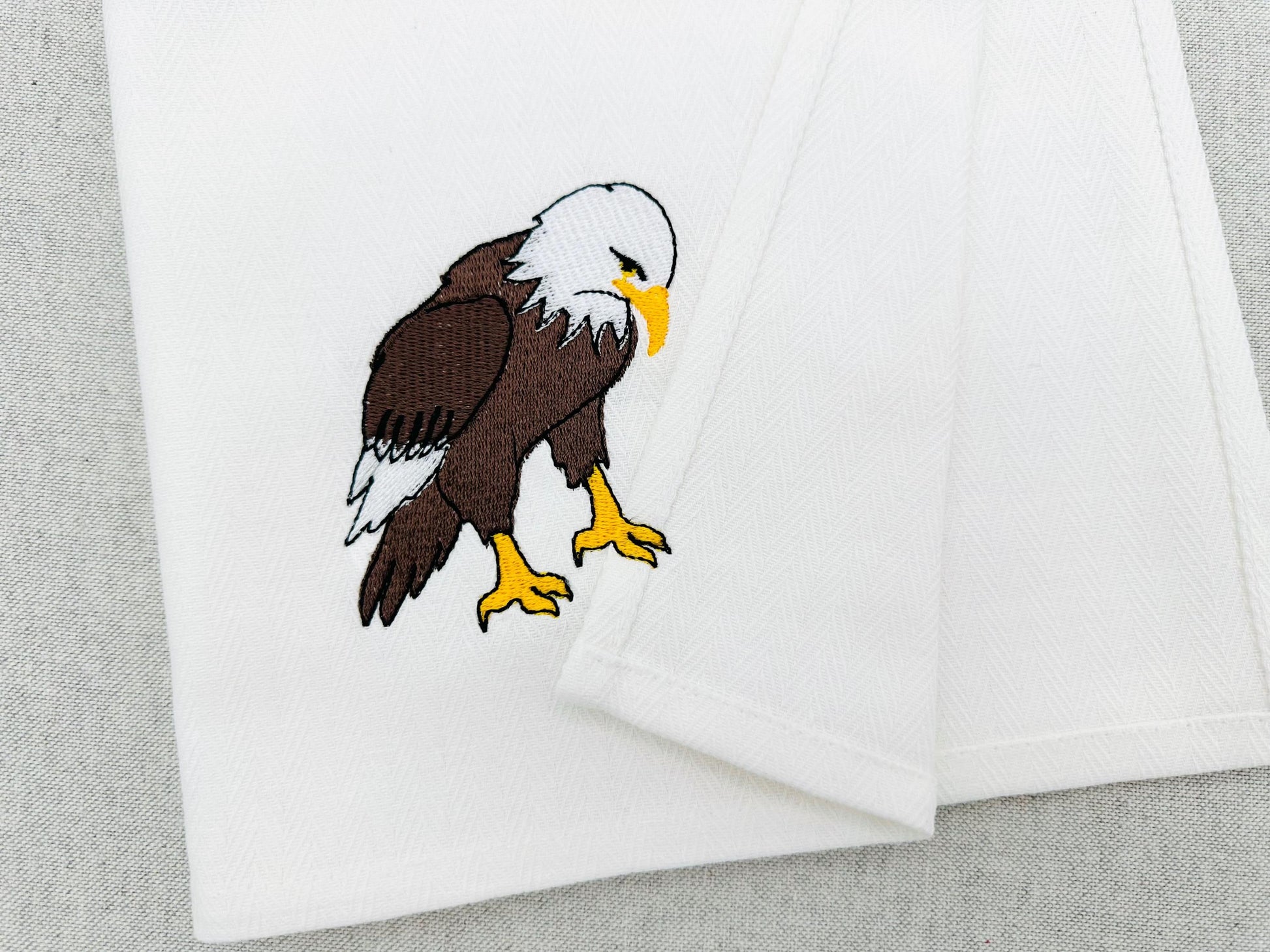 Naughty Playing Bald Eagle kitchen towel wild bird animal Thief machine embroidery designs ITH