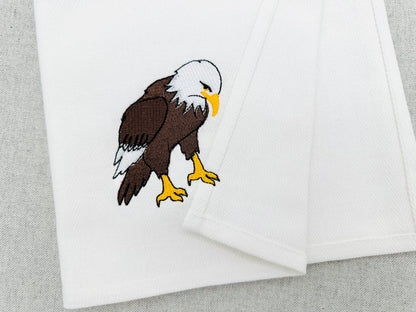 Naughty Playing Bald Eagle kitchen towel wild bird animal Thief machine embroidery designs ITH