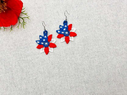 Patriotic Floral Earrings FSL
