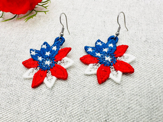 Patriotic Floral Earrings FSL