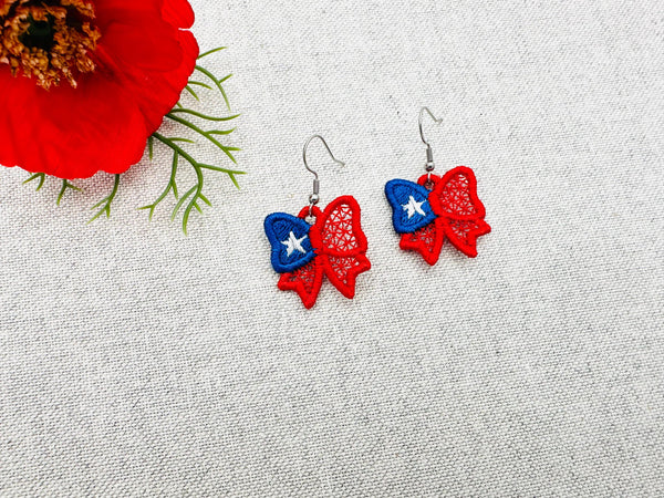Patriotic Bow Earrings FSL