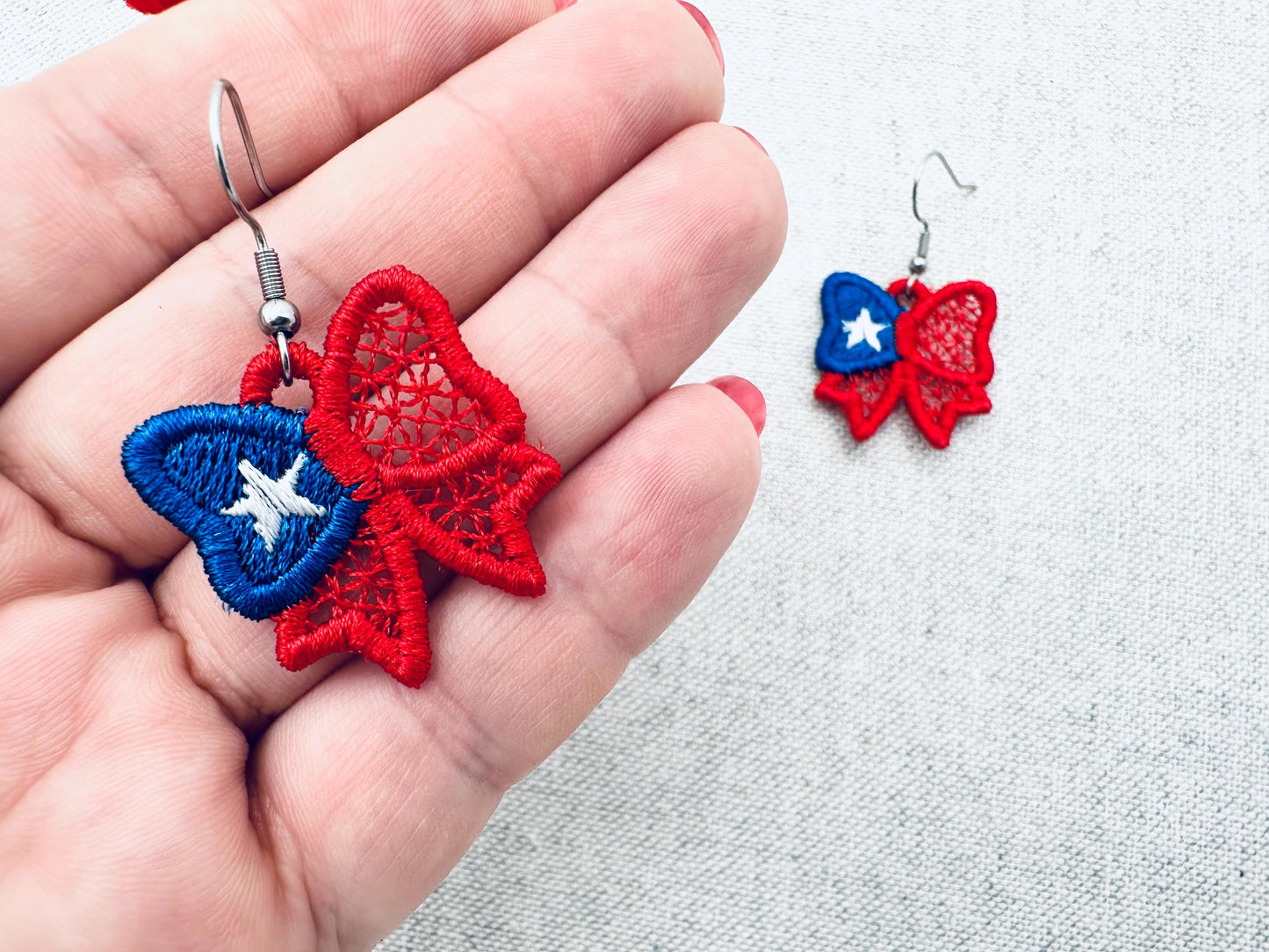 Patriotic Bow Earrings FSL