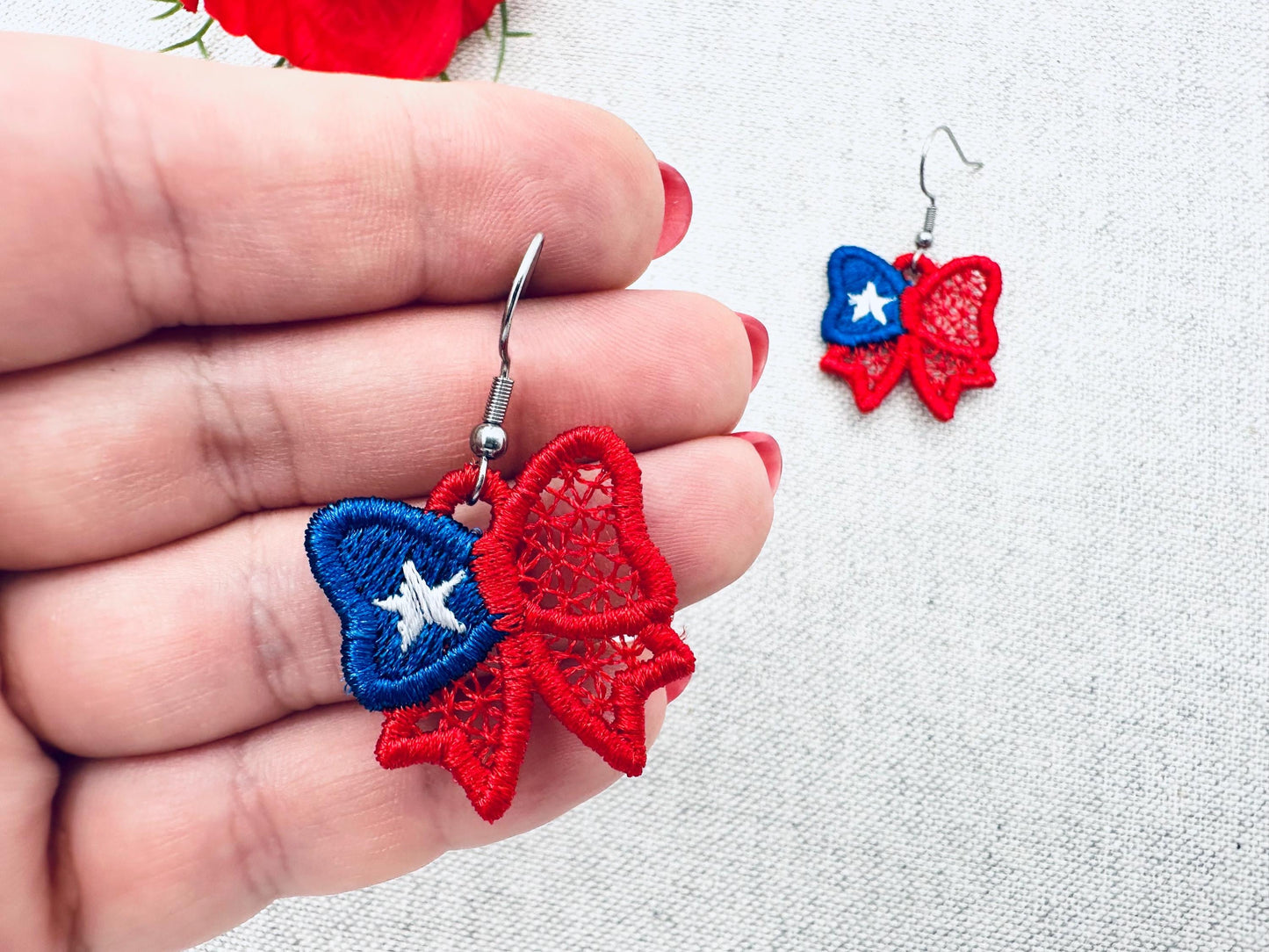 Patriotic Bow Earrings FSL