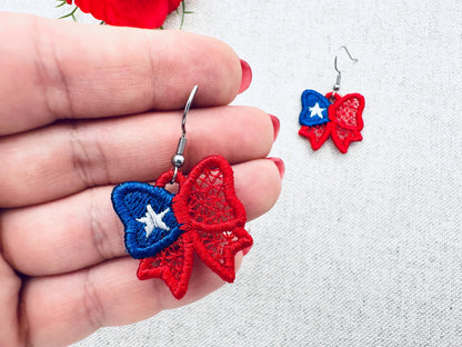 Patriotic Bow Earrings FSL