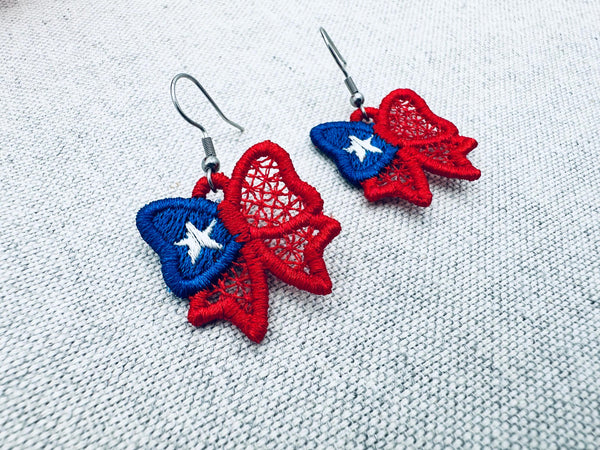 Patriotic Bow Earrings FSL